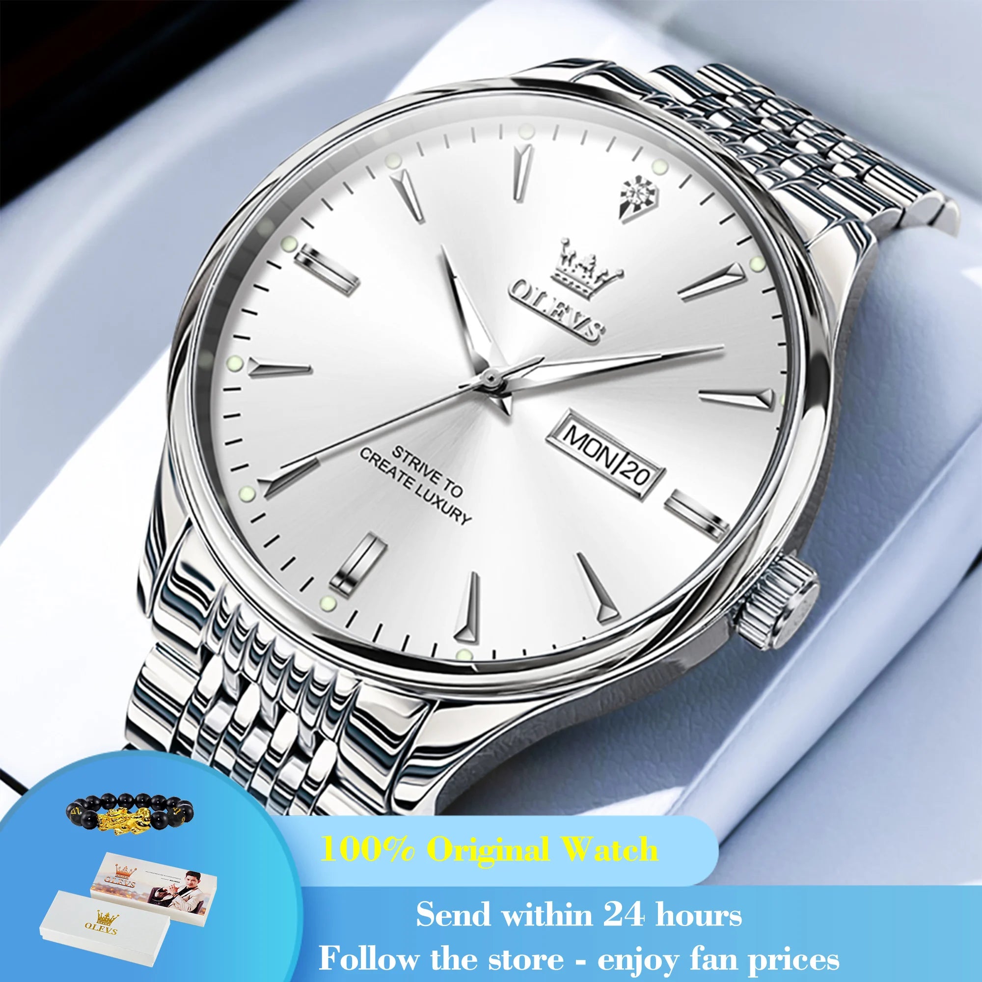 OLEVS 2929 Men's Business Quartz Watch - Waterproof Steel
