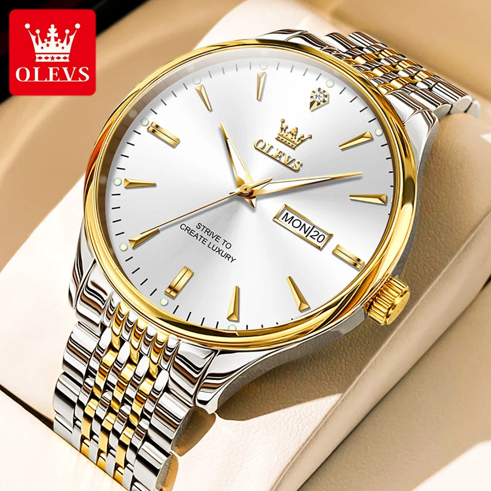 OLEVS 2929 Men's Business Quartz Watch - Waterproof Steel