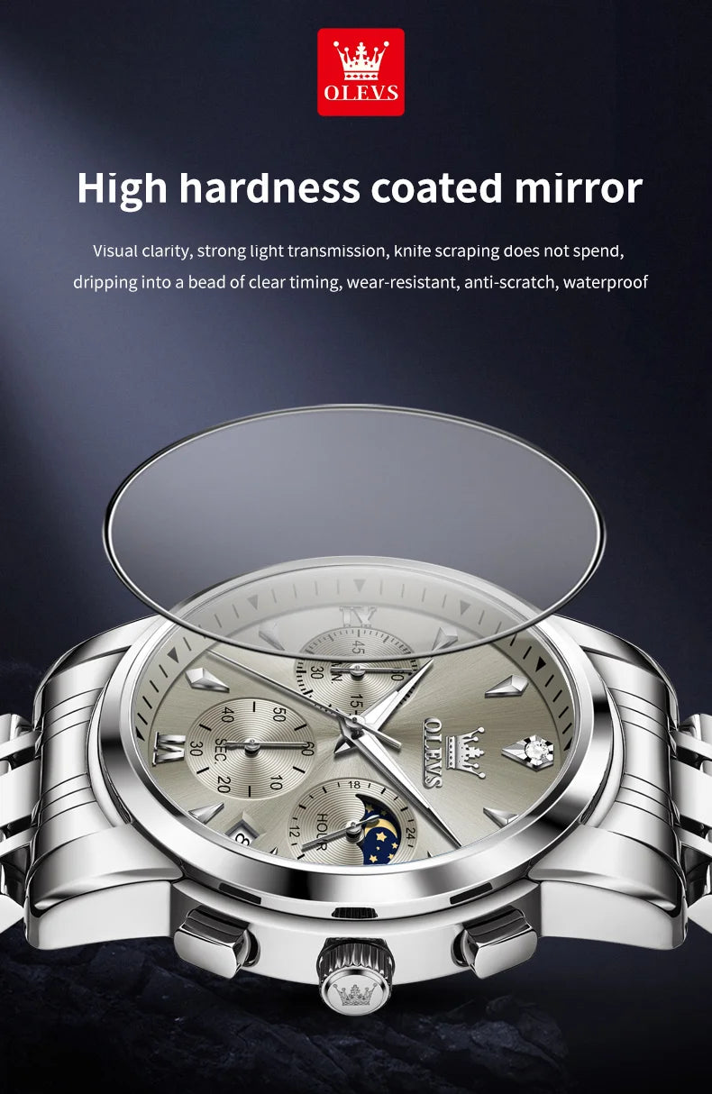 Luxury Chronograph Watch Men - Olevs Timeless Elegance