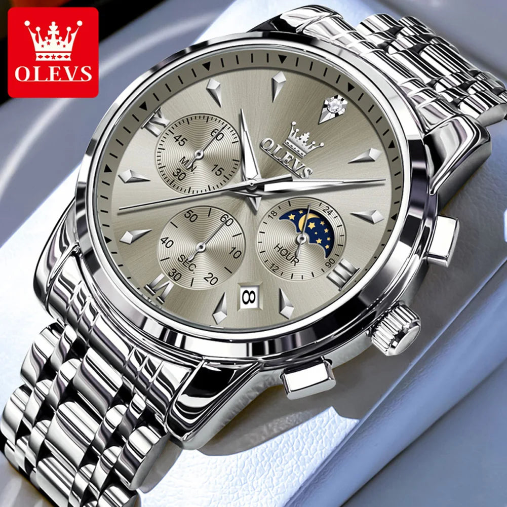 Luxury watch crown and pushers detail