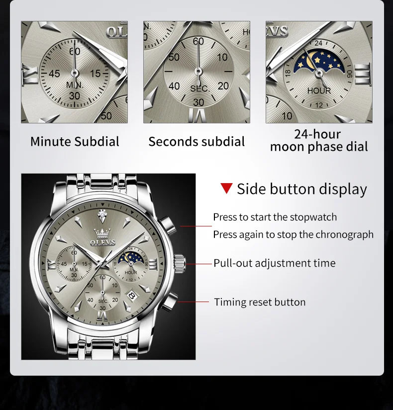 Luxury Chronograph Watch Men - Olevs Timeless Elegance